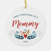 Erste Weihnachten als Mommy Personalisierte Skandi Keramik Ornament (Vorne)
