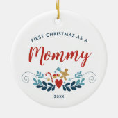 Erste Weihnachten als Mommy Personalisierte Skandi Keramik Ornament (Hinten)