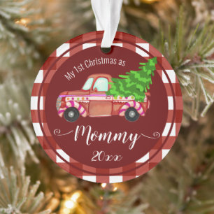 Erste Weihnachten als Mommy Red Truck Foto Ornament