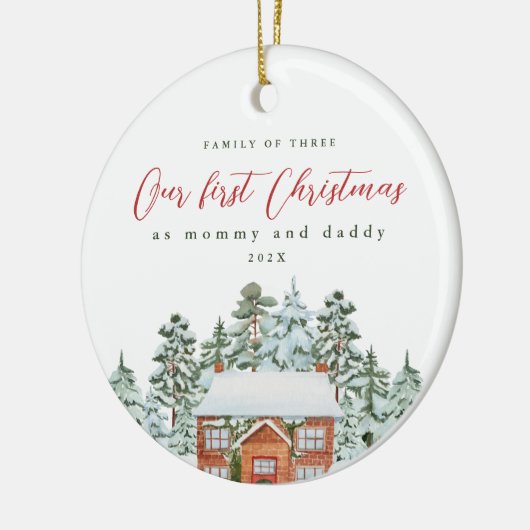 Erste Weihnachten als Mommy und Daddy Foto Keepake Keramik Ornament (Links)