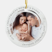 Erste Weihnachten als Mommy und Daddy Marble Foto Keramik Ornament (Vorne)