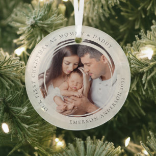 Erste Weihnachten als Mommy und Daddy Marble Foto Ornament Aus Glas