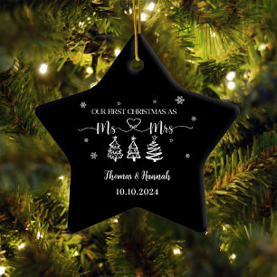Erste Weihnachten als Mr. and Mrs Modern Wedding F Ornament