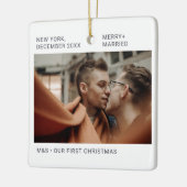 Erste Weihnachten als Mr. & Mr. Foto Keepake Keramikornament (Links)
