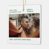 Erste Weihnachten als Mr. & Mr. Foto Keepake Keramikornament (Links)