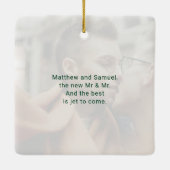 Erste Weihnachten als Mr. & Mr. Foto Keepake Keramikornament (Rückseite)
