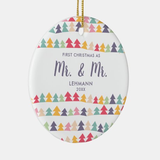 Erste Weihnachten als Mr. & Mr. Personalisierte We Keramik Ornament (Rechts)
