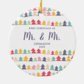 Erste Weihnachten als Mr. & Mr. Personalisierte We Keramik Ornament (Hinten)