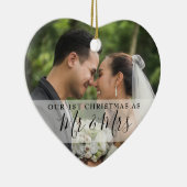 Erste Weihnachten als Mr. & Mrs. 2 Foto Keramik Ornament (Rechts)