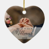 Erste Weihnachten als Mr. & Mrs. 2 Foto Keramik Ornament (Hinten)