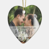 Erste Weihnachten als Mr. & Mrs. 2 Foto Keramik Ornament (Links)