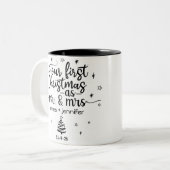 Erste Weihnachten als Mr. & Mrs. Custom Foto & Nam Zweifarbige Tasse (Vorderseite Links)