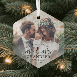 Erste Weihnachten als Mr. & Mrs. ∙ Einfaches Foto- Ornament Aus Glas