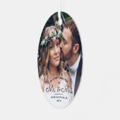 Erste Weihnachten als Mr & Mrs. ・ Elegant 2 Foto O Ornament Aus Metall (Vorderseite links)