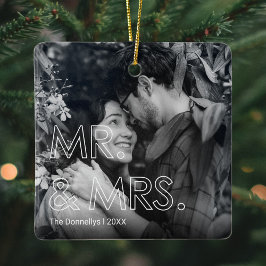 Erste Weihnachten als Mr. & Mrs. Foto Keramikornament