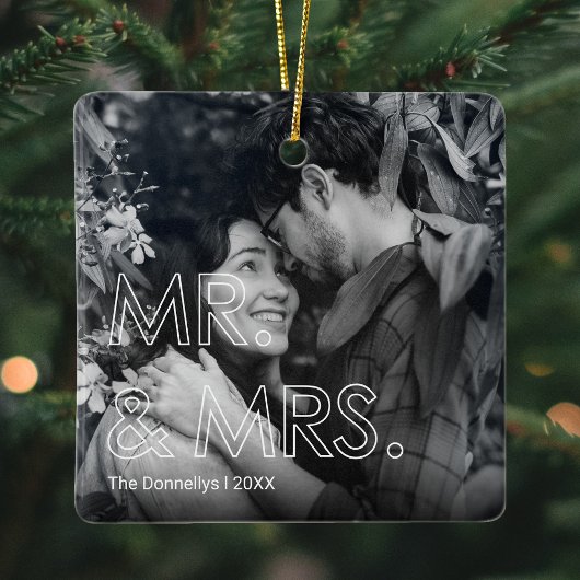 Erste Weihnachten als Mr. & Mrs. Foto Keramikornament