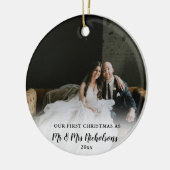 Erste Weihnachten als Mr. & Mrs. Foto Overlay Keramik Ornament (Links)