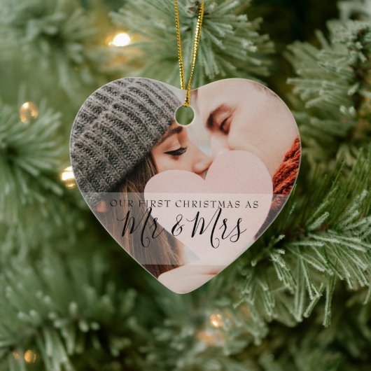 Erste Weihnachten als Mr. & Mrs. Fotos Keramik Ornament (Baum)
