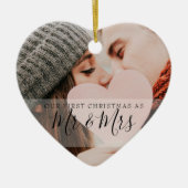 Erste Weihnachten als Mr. & Mrs. Fotos Keramik Ornament (Vorne)