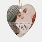 Erste Weihnachten als Mr. & Mrs. Fotos Keramik Ornament (Links)
