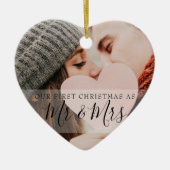 Erste Weihnachten als Mr. & Mrs. Fotos Keramik Ornament (Vorne)