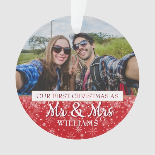 Erste Weihnachten als Mr. & Mrs. Fotos Ornament (Vorderseite)