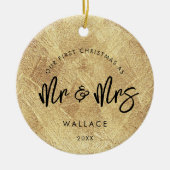 Erste Weihnachten als Mr. & Mrs. Imitats Gold Foto Keramik Ornament (Vorne)
