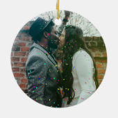 Erste Weihnachten als Mr. & Mrs. Imitats Gold Foto Keramik Ornament (Hinten)