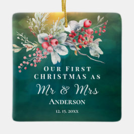Erste Weihnachten als Mr. & Mrs. Inspirational Wed Keramikornament