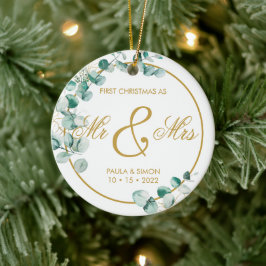 Erste Weihnachten als Mr. & Mrs. Keramik Ornament