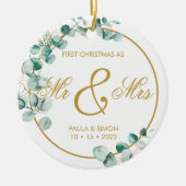 Erste Weihnachten als Mr. & Mrs. Keramik Ornament (Vorne)