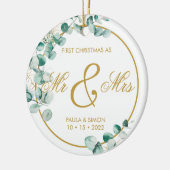 Erste Weihnachten als Mr. & Mrs. Keramik Ornament (Links)
