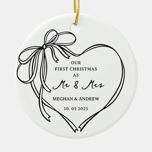 Erste Weihnachten als Mr. & Mrs. Keramik Ornament (Vorne)