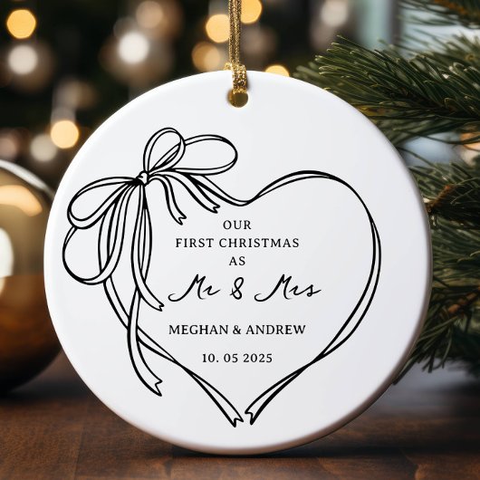 Erste Weihnachten als Mr. & Mrs. Keramik Ornament