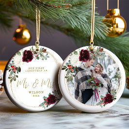 Erste Weihnachten als Mr. & Mrs. Keramik Ornament