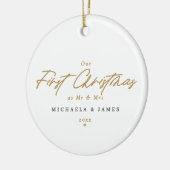 Erste Weihnachten als Mr. & Mrs. Newlywed Foto Mod Keramik Ornament (Links)