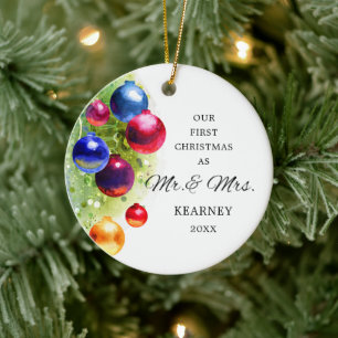 Erste Weihnachten als Mr. & Mrs. Personalisiert Ba Keramik Ornament