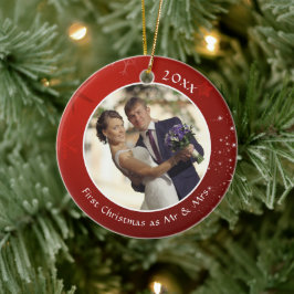 Erste Weihnachten als MR & MRS Red Snowflake 2 Fot Keramik Ornament