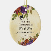 Erste Weihnachten als Mr. & Mrs. Wedding Bibel Keramik Ornament (Rechts)