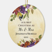 Erste Weihnachten als Mr. & Mrs. Wedding Bibel Keramik Ornament (Links)