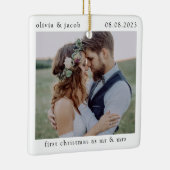 Erste Weihnachten als Mr. & Mrs. Wedding Foto Keep Keramikornament (Rechts)