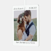 Erste Weihnachten als Mr. & Mrs. Wedding Foto Keep Ornament Aus Metall (Vorderseite links)