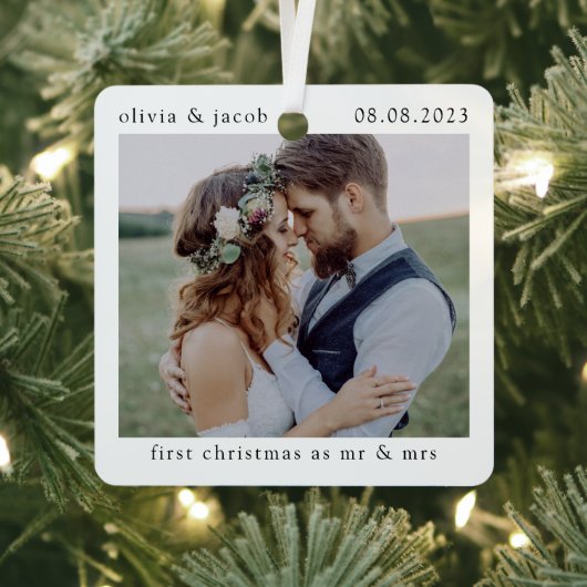 Erste Weihnachten als Mr. & Mrs. Wedding Foto Keep Ornament Aus Metall (InSitu)