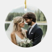 Erste Weihnachten als Mr. & Mrs. Wedding Foto Keramik Ornament (Hinten)