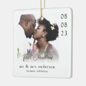 Erste Weihnachten als Mr. & Mrs. Wedding Foto Keramikornament (Links)