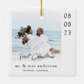 Erste Weihnachten als Mr. & Mrs. Wedding Foto Keramikornament (Rückseite)