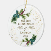 Erste Weihnachten als Mr. & Mrs. Winter Inspiratio Keramik Ornament (Links)