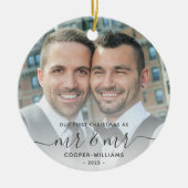 Erste Weihnachten als Mr. und Mr. LGBTQ Keepake Keramik Ornament (Vorne)