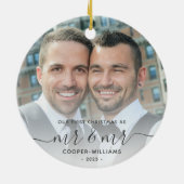 Erste Weihnachten als Mr. und Mr. LGBTQ Keepake Keramik Ornament (Hinten)
