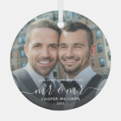 Erste Weihnachten als Mr. und Mr. LGBTQ Keepake Ornament Aus Glas (Vorderseite)